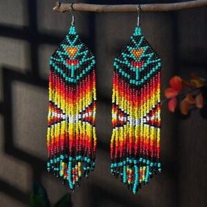 Colorful Beaded Dangle Earrings